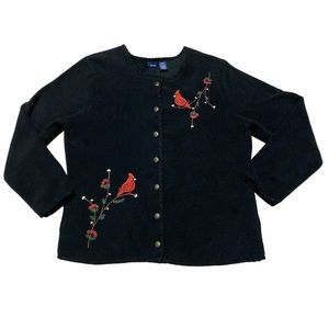 Vintage Basic Editions Cardinal Jacket Women XL Fleece Christmas Shacket Holiday